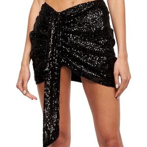 Lioness Black Sequin Mini Skirt